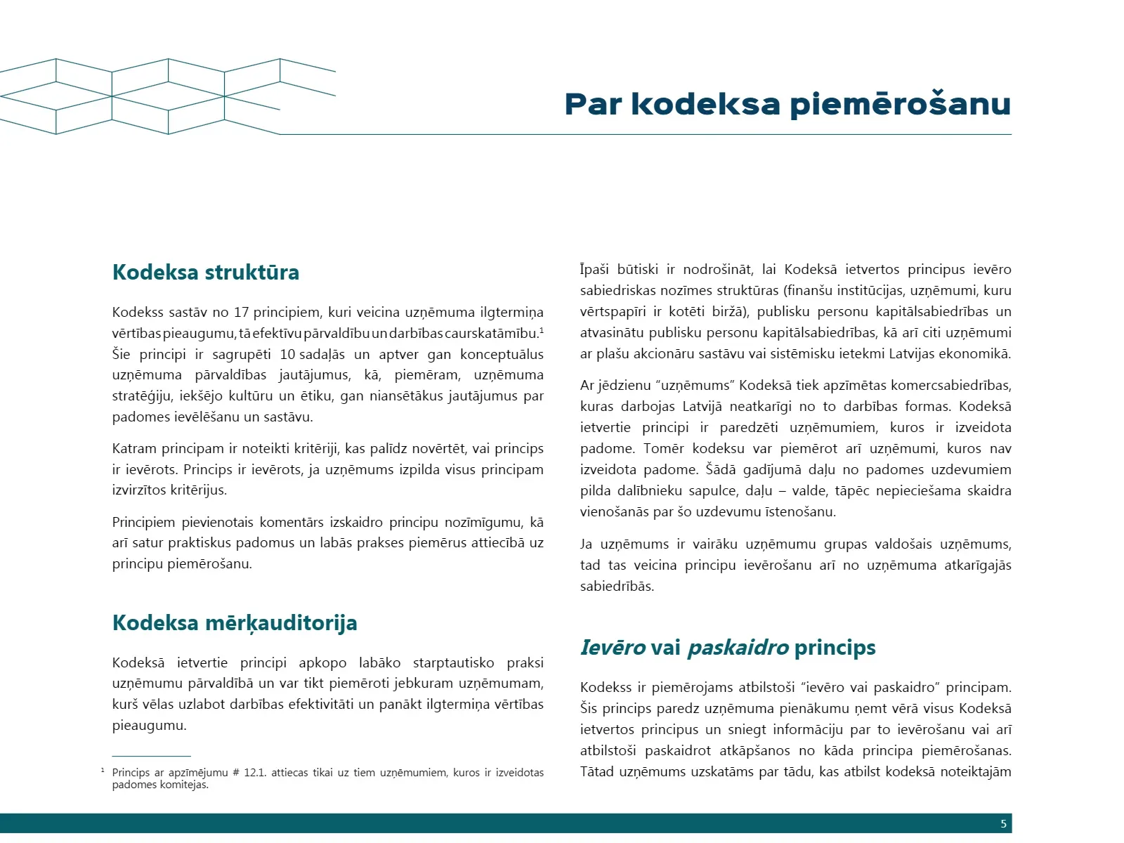 KORPORATĪVĀS PĀRVALDĪBAS KODEKSS